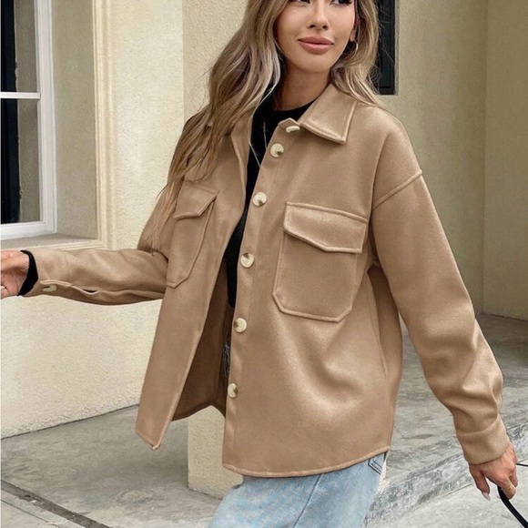 SHEIN Frenchy Flap Pocket High Low Hem Overcoat In Fall/Winter Brown - Picture 3 of 6